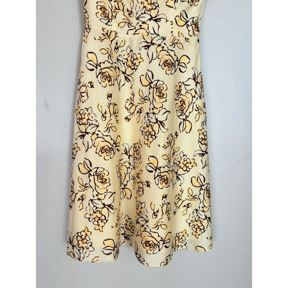 LOFT Yellow Strapless Fit & Flare MIDI Floral Dress, Removable Straps SZ 4 Small - Picture 5 of 16